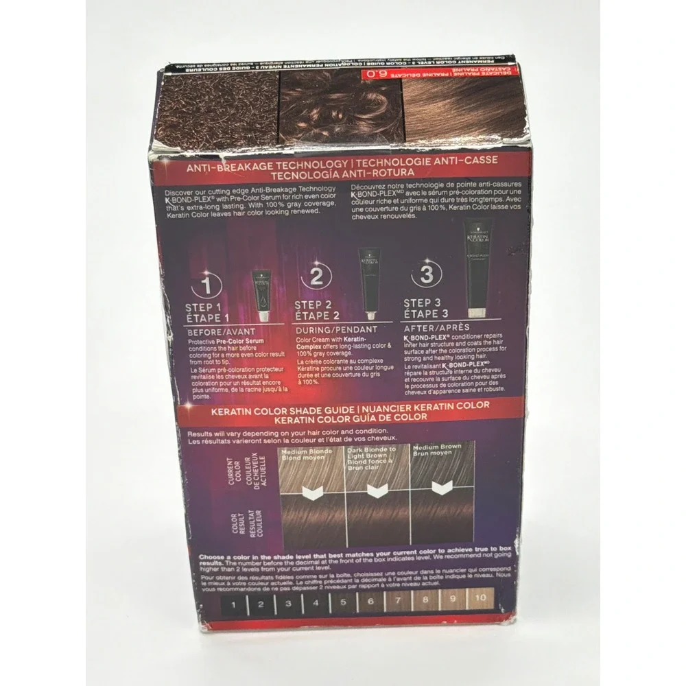 Schwarzkopf Keratin Color Permanent Hair Dye 6.0‎ Delicate Praline Brown